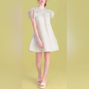 SEDGE by s’edge, kayla dress, a line, grid print, pockets, lined, ruffle sleeve